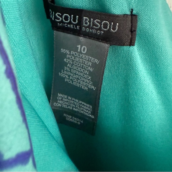 Bisou Bisou Teal One Shoulder Dress Size 10 - Picture 6 of 7